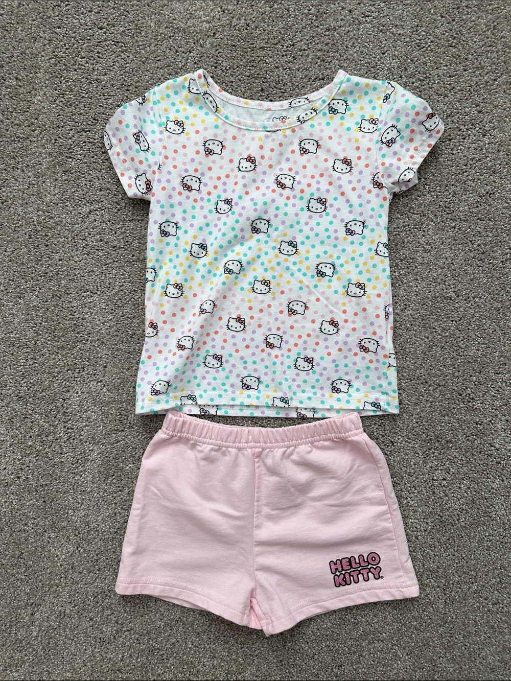 Hello Kitty Pastel Polka Dot Tee & Pink Shorts Pajama Set